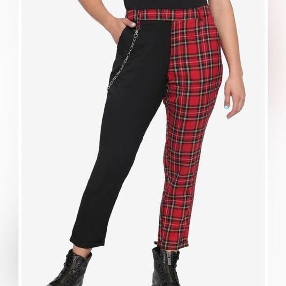 Hot Topic Women's Size Small Pants Plaid Colorblock Grunge Goth Punk Rock Black - Picture 1 of 11
